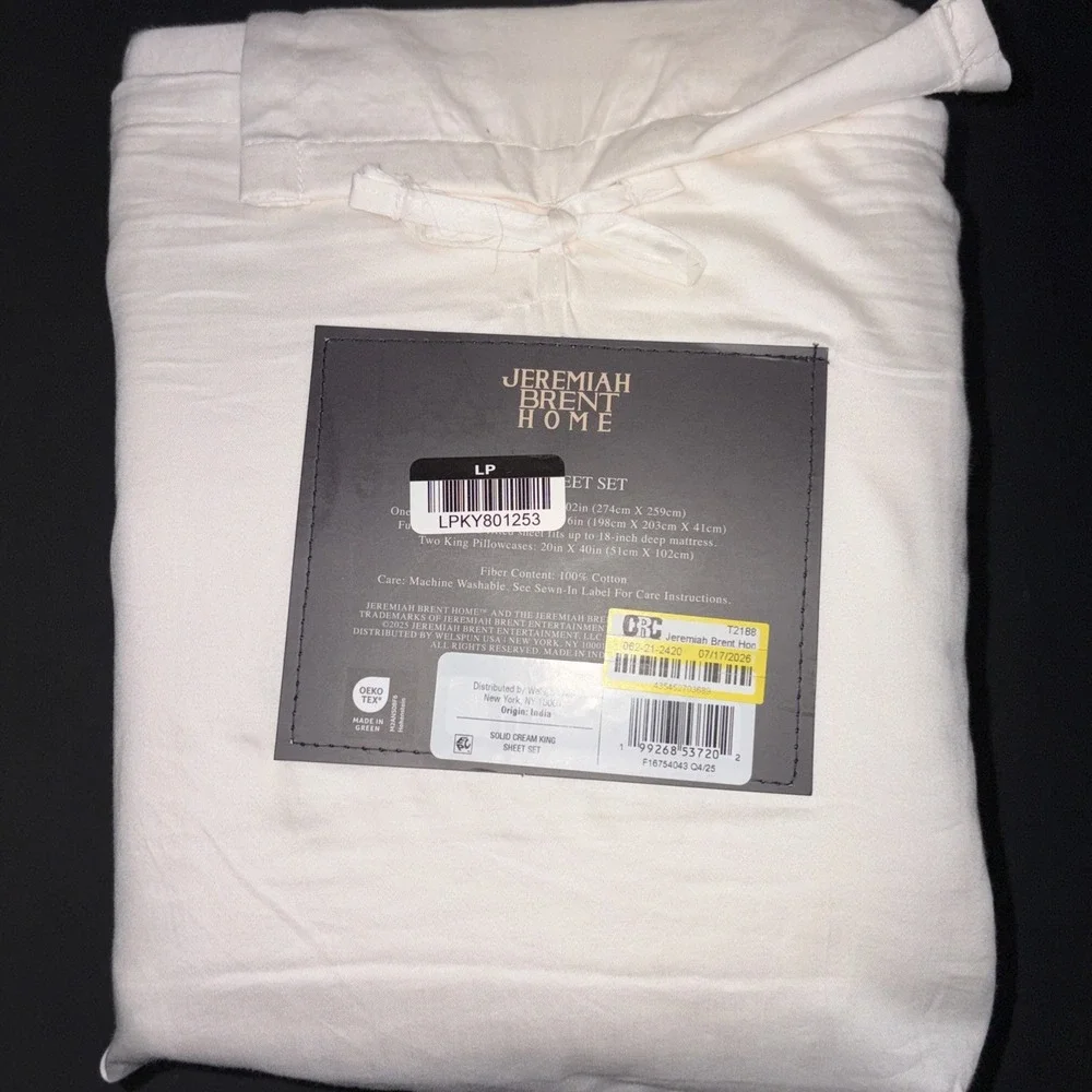 Jeremiah Brent Home Cotton Sateen Weave  4 Piece Sheet Set Size King 20728